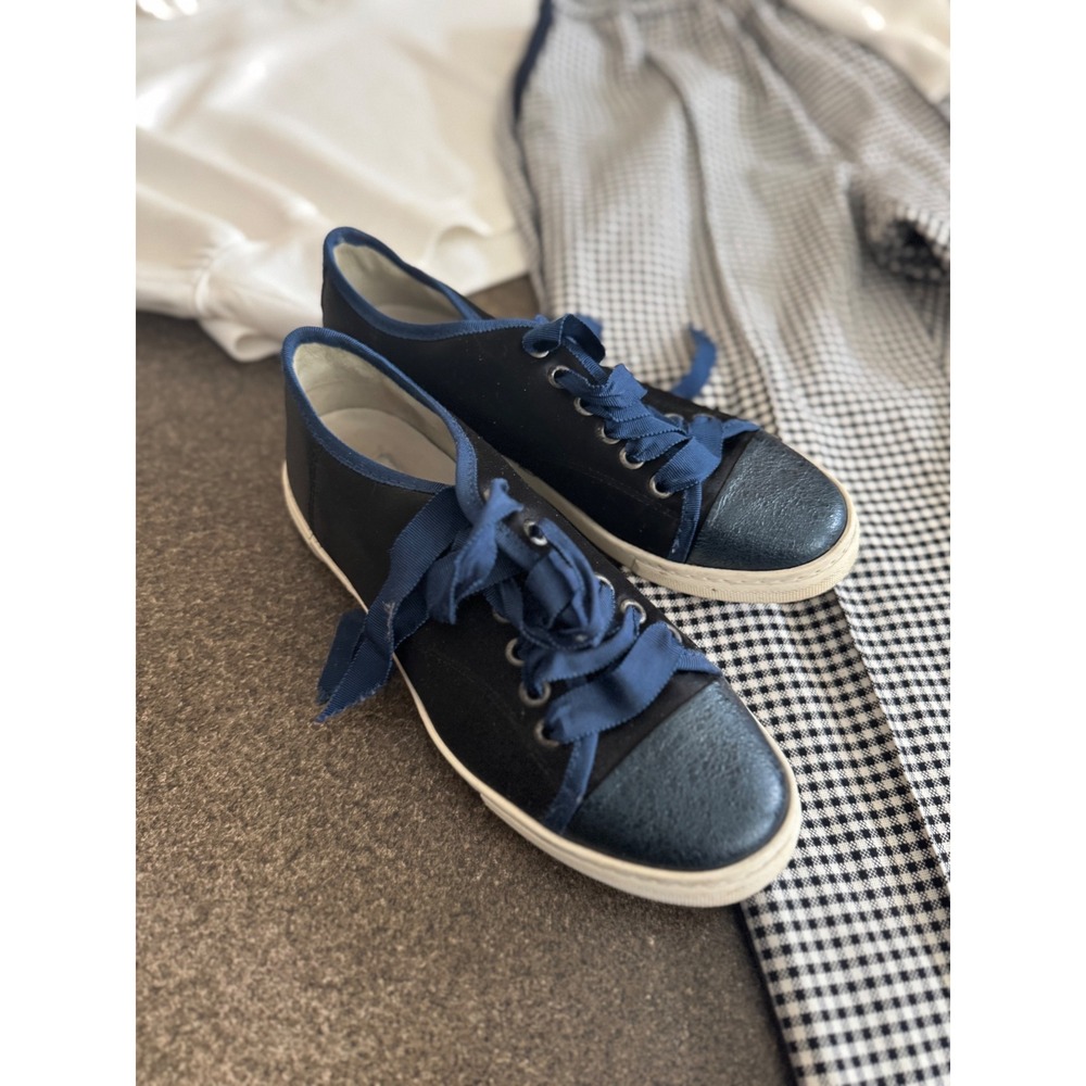 Lanvin Satin and Blue Metallic Low Top Shoes Size 36 - Picture 3 of 6